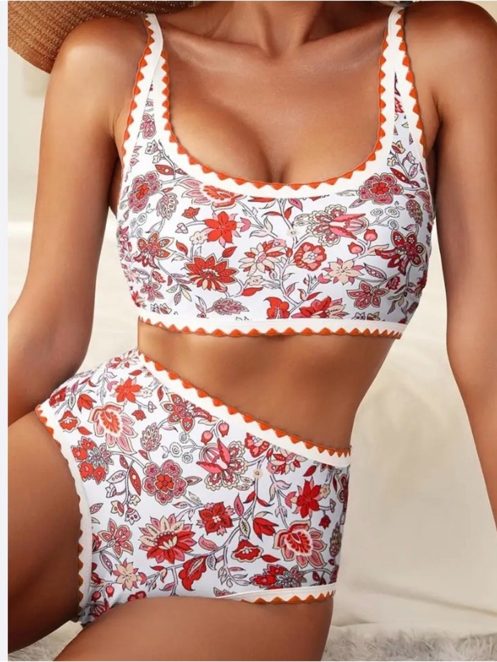 New Scarf Print 2 Piece Womens High Waist Bikini Swimsuit Medium